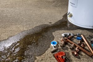 leaking-water-heater-with-tools