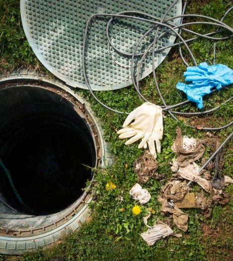 Open septic tank for drain and sewer
